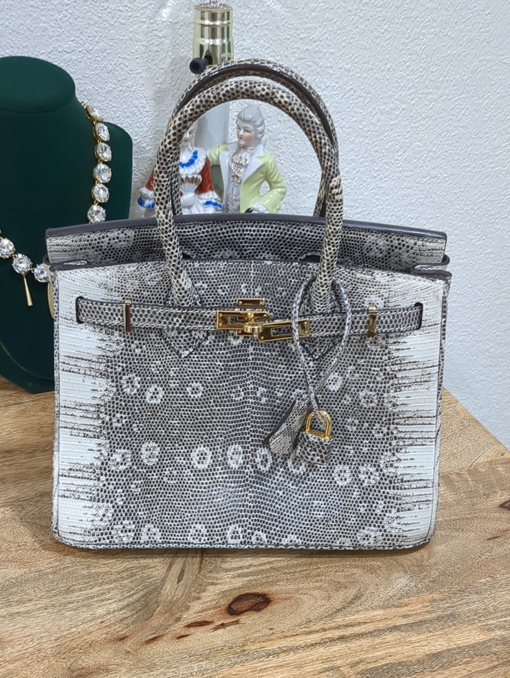 BIRKIN Style Lizard Genuine Leather Bag